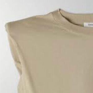 Babaton Beige Shoulder Pad Shirt (Small)